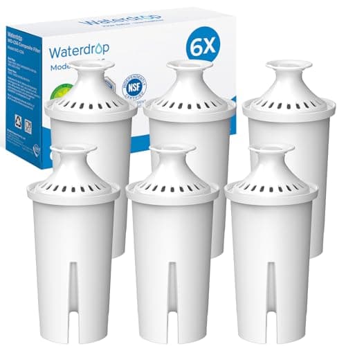 Image of Waterdrop Water Filter Cartridge, Replacement for Most Brita® Jugs and dispensers, Classic OB03, Ultramax, Mavea® 107007, 35557, PearlCo®, NSF Certified, TÜV SÜD,6 Pack, Package May Vary