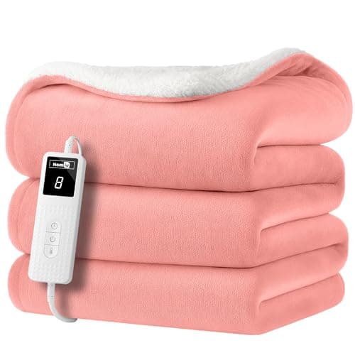 Image of Homiu Luxury Electric Heated Throw – Soft Sherpa & Fleece Overblanket for Sofa and Bed | 9 Heat Settings & Timer | Fast Heat-Up | Auto Shut-Off & Overheat Protection | Machine Washable