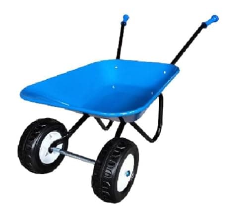 Image of ASC New Child Kids Twin Wheel Wheelbarrow - Blue/Black - Toy, Play, Farm, Garden