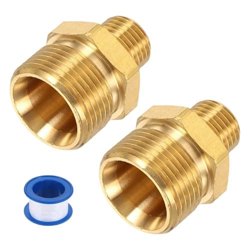 Image of sourcing map 2Pcs Pressure Washer Adapter, G1/4" Male to M22 15mm Male Quick Connect Fittings Brass Swivel Adapter with Sealant Tape for Pressure Power Washers Hose