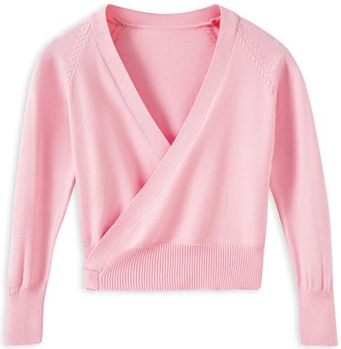 Image of DANSHOW Girls Ballet Wrap Tops Kids Dance Cardigans, Velvet Inne Dance Sweater Crossover Cardigan Dancewear(826-08-M)
