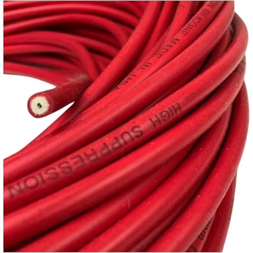 Image of ACC Parts HT Ignition Red Silicone Lead Cable 8mm Superior Spark Suppression and Durable Silicone Lead with Sprial Core for Classic and Modern Cars (2 Metres Long)