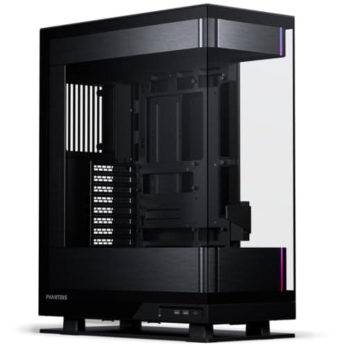 Image of Phanteks Evolv X2 Mid-Tower Gaming Chassis Vertical Cooling System Clear Tempered Glass Frame Brushed Aluminium Interior Panel with Integrated D-RGB Lighting, Brushed Black