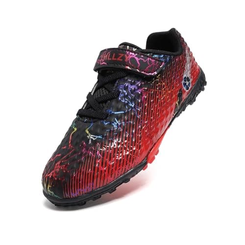 Image of YHLLZY Boys Football Boots Kids Astro Turf Trainers Sports Shoes Profession Competition Outdoor Athletic Sneakers Black 3UK
