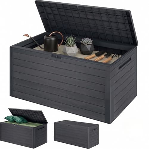 Image of CASARIA® Waterproof Garden Outdoor Storage Box 280L | Plastic Storage Box with Lid | Parcel Box, Tool Box, Shoe Storage | Outdoor Toy Storage, Cushion, Garden Furniture Chest | Anthracite