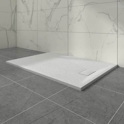 Image of Aquariss SMC Slate Effect Shower Enclosure Tray 1200x900mm Rectangular Wetroom Shower Base White