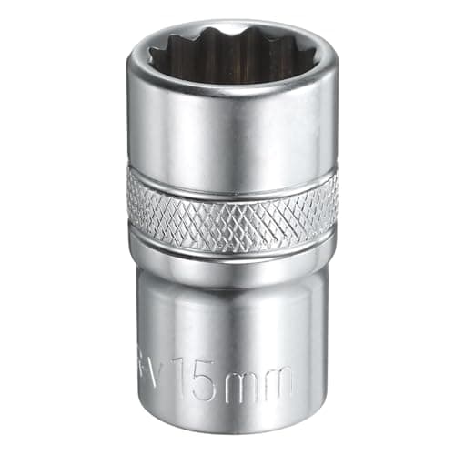 Image of Youzzei 15mm 1/2 Inch Square Drive Socket, 12 Point Metric Socket, Polishing Chrom Vanadium Alloy Steel 15mm Sockets 1/2" Drive for Car Repair Mechanical Maintenance Home Use