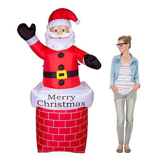 Image of Uten Christmas Inflatable Santa Claus Decoration Outdoor Indoor with LED Light Up Home Garden Lawn Yard Party 7Ft