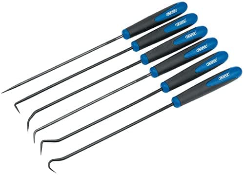 Image of Draper Pick and Hook Set (6 Pieces) | Precision Long Reach Hooks 24cm | Mechanics DIY Tools | 51764