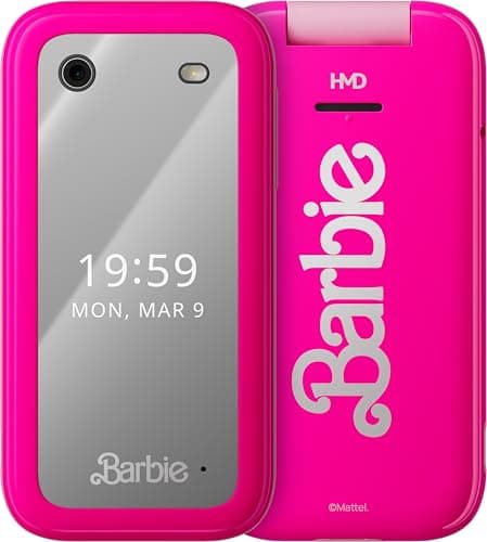 Image of HMD Barbie Phone - The Iconic Clamshell Format Phone, Dual Indoor/Outdoor Display, Make-up Mirror, Surprise Operating System, VGA Camera and Flash