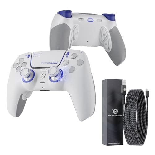 Image of HEXGAMING Hall Effect PHANTOM Controller & Charging Cable Bundle Compatible with ps5, PC, Mobile - Vision White