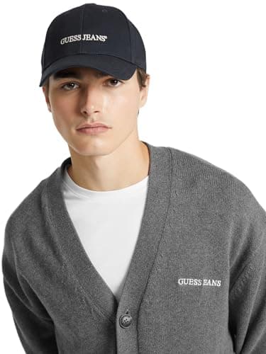 Image of GUESS Jeans Mens Embroidered Baseball Cap (UK, Alpha, One Size, Navy)