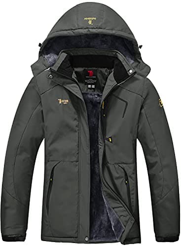Image of donhobo Womens Waterproof Jacket Winter Warm Fleece with Hood Windproof Camping Hiking Coat(Dark Gray,XS)