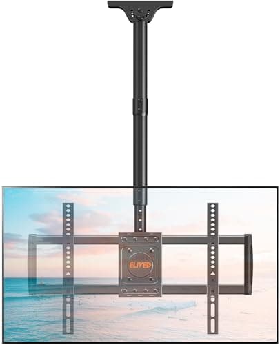 Image of ELIVED Ceiling TV Bracket for Most 37-75 Inch TVs with Max VESA 600x400mm up to 50KG, Height Adjustable up to 1.5M, Tilt & Swivel Ceiling Wall Bracket, Full Motion TV Wall Mount