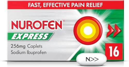 Image of Nurofen Express Sodium Ibuprofen Caplets 256mg, 16 Count - Fast-Acting Relief for Period Pain, Headaches, Migraines, Cold & Flu Symptoms