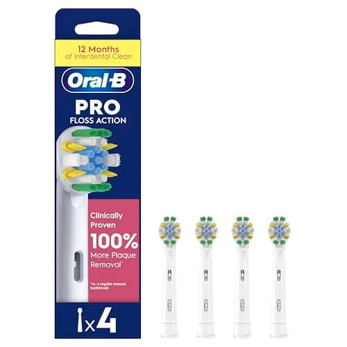 Image of Oral-B Pro Floss Action Electric Toothbrush Head, Oral B Electric Toothbrushes Heads, X-Shaped and Interdental Bristles for Deeper Plaque Removal, Pack of 4 Replacement Toothbrush Heads