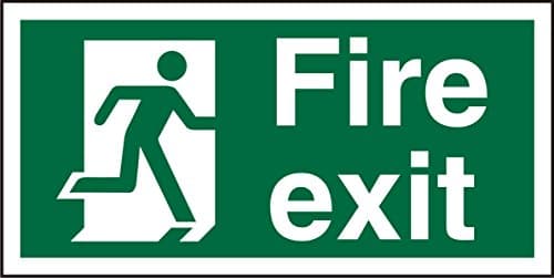 Image of Seco Fire Exit - Man Running Right, Fire Exit Sign, 300mm x 150mm - 1mm Semi Rigid Plastic
