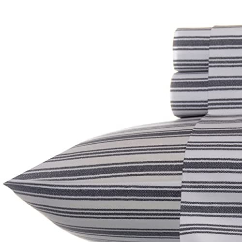 Image of Nautica - Percale Collection - Bed Sheet Set - 100% Cotton, Crisp & Cool, Lightweight & Moisture-Wicking Bedding,4 pcs, Queen, Coleridge Charcoal
