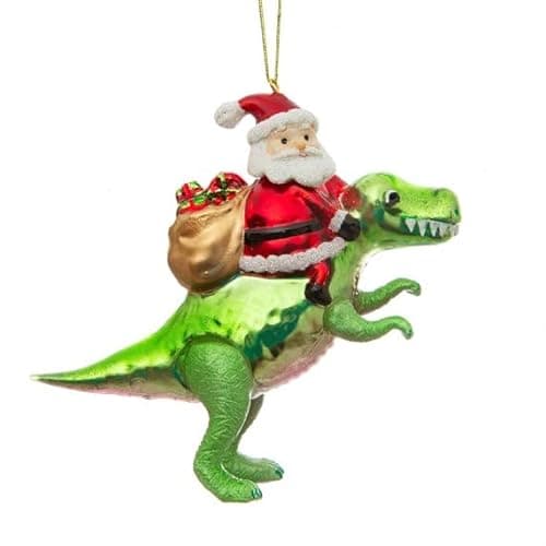 Image of Sass & Belle Dinosaur and Santa Shaped Bauble