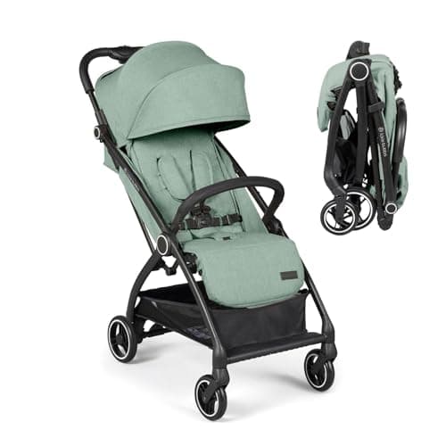 Image of Ickle Bubba Aries Autofold Stroller - Feather-Light Design, Multi-Position Recline, and Handy Auto-Fold Mechanism, Large Seat from Birth to 22kg, UPF 50+ Hood, and Spacious Basket (Sage Green)