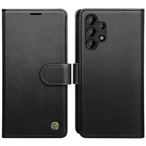 Image of AIMOYU for Samsung Galaxy A32 5G Case, Flip Wallet Leather Phone Case with [4 Card Slots] [Kickstand] [RFID Blocking] Magnetic Protective Shockproof Cover for Samsung A32 Phone Case - Black