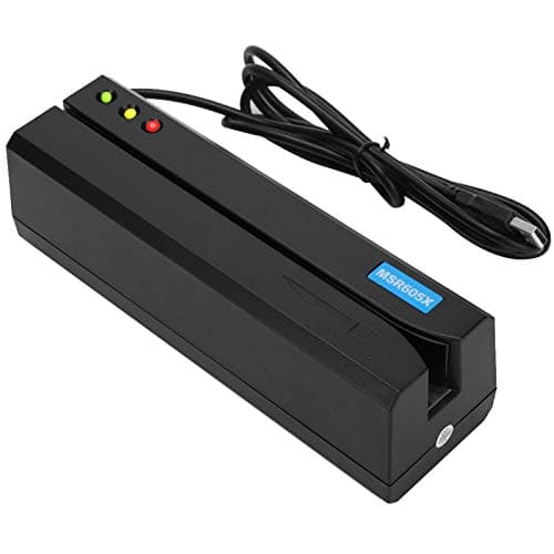 Image of MSR605X Magnetic Stripe Card Reader Full Three Track Card Reader MSR605 Magnetic Card Reader USB Interface Reader, for IBM/ISO/ANSI or DIN Standard, ISO7810/7811 Reading and Writing Standards (Black)