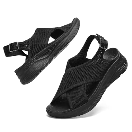 Image of Hanani Womens Orthopedic Sandals Adjustable Strap Sandals Arch Support Ladies Summer Wedge Slingback Sliders Platform Walking Shoes Washable Slide Sport Girls Casual Thick Bottom Beach Shoes
