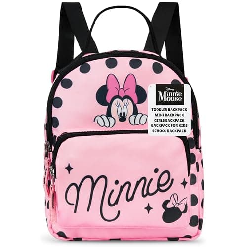 Image of Disney Minnie Mouse Mini Backpack for Girls & Toddlers, Cute Small Rucksack Daypack, Nursery Bag for Preschool Lunch Travel Fashion Backpack (Pink Minnie Mouse)