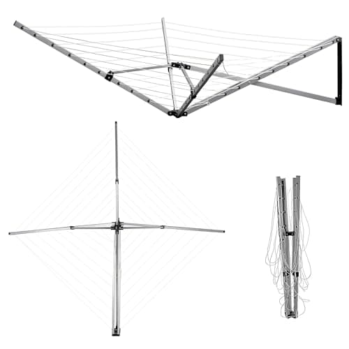 Image of Denny International 4 & 5 Arm Rotary Airer Multi Hanger Free Standing/Wall mounted (5 Arm Wall Mounted) 26 Meter