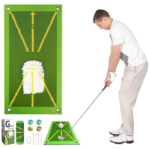 Image of Golf Practice Mats, Non-Slip Golf Practice Swing Mat with Rubber Sole, Heavy Duty Hitting Mat, Golf Mat with Swing Detection for Drives, Chips, Putts Aakoma