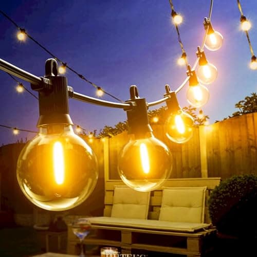 Image of Kawaya 10M Outdoor Garden Lights Mains Powered, Waterproof IP65 String Lights with 15+1Pcs Shatterproof Bulbs, Festoon Lights Outdoor for Gazebo Pergola Backyard Patio Party Wedding