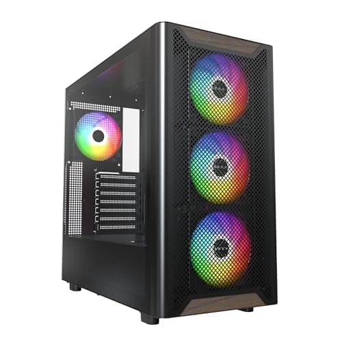 Image of MONTECH XR Wood, Genuine Black Walnut Front, ATX PC Gaming Case, Glass Side Panel, 4 Pre-Installed GF120 ARGB PWM Fans, Black