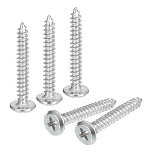 Image of sourcing map M4x30mm Flat Head Phillips Drive Self Tapping Screws, 304 Stainless Steel Cross Drive Fastener Screws, Silver, Pack of 100
