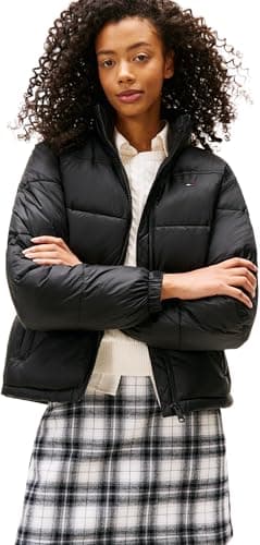 Image of Tommy Jeans Women's Tjw Pckbl Hood Ess Puffer Ext Dw0Dw21619 Jacket, Black (Black), XXL