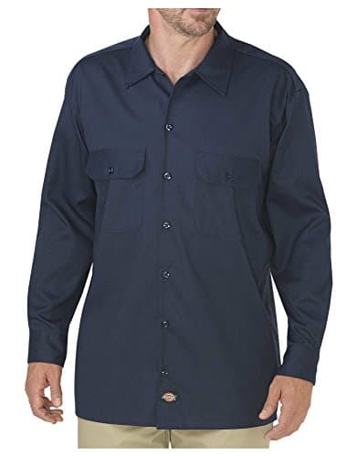 Image of Dickies Men's Long Sleeve Flex Twill Work Shirt, Dark Navy, Large