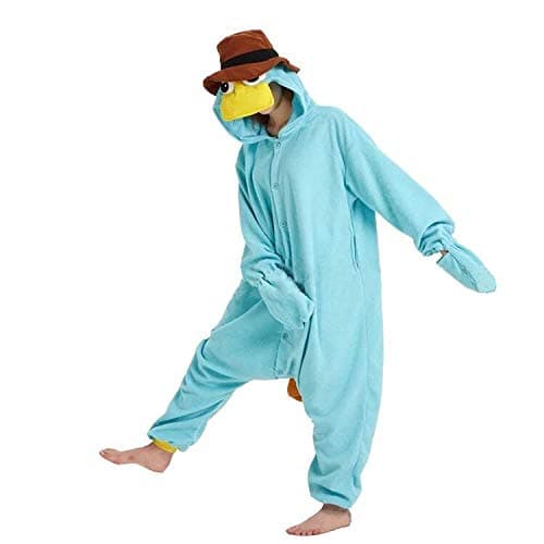 Image of FYBR Duck Platypus Adults Men Women Pyjamas Onesie Blue Cute Cartoon Animal Cosplay Sleep suit Costume, Blue, XL