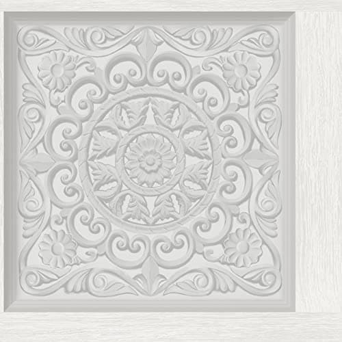 Image of Holden Ornate Wood Carved Panel Wallpaper 3D Effect Dove White 13380