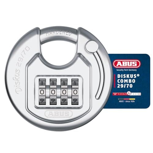 Image of ABUS Diskus Combo 29/70 Padlock - Combination Lock with 4-Digit Combination Code for High Security - for Indoor and Outdoor Use - Stainless Steel Lock Body