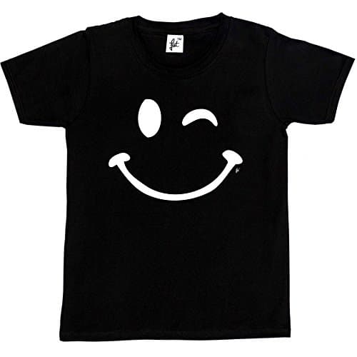 Image of Fancy A Snuggle Retro Happy Funny Winking Emoticon Face Kids Boys/Girls T-Shirt Black 3-4 Year Old