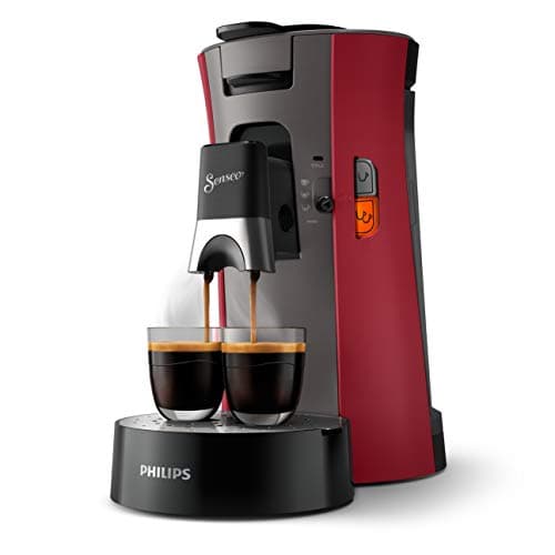 Image of Philips Domestic Appliances Senseo Select CSA240/90 Coffee Pod Machine with Memo Function, Recycled Plastic, 1450 W, 0.9 Litre, 31 x 15.5 x 31 cm, Red