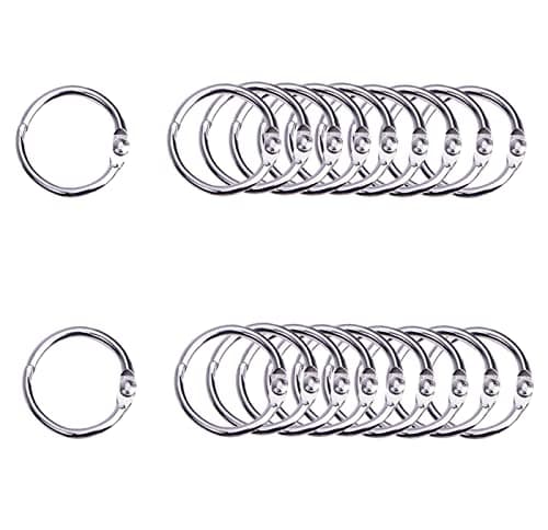 Image of 20Pcs Binder Rings Metal Book Ring 1inch Loose Leaf Binders Book Rings 25mm Inner Diameter Keychains (25mm-20Pack)