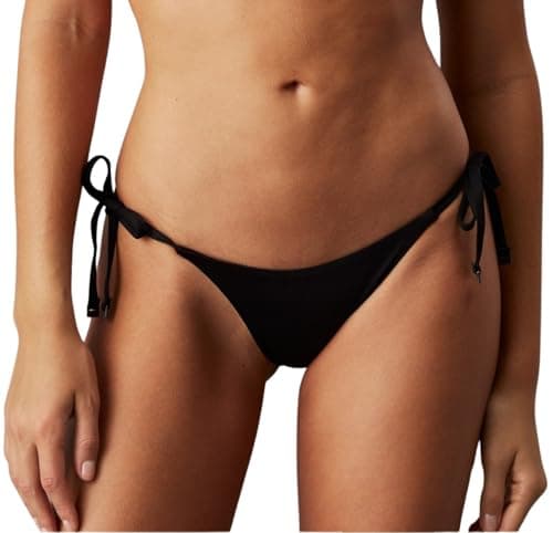 Image of Calvin Klein Women’s Adjustable String Side Tie Bikini Bottoms, Black (Pvh Black), 1XL