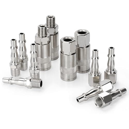 Image of Noosverl 12 Pcs Air line Connectors, 1/4 Male Airline Fittings, Air Hose Connectors Pcl Air Fittings Plug Kit with Male Female Thread, Airline Compressor Fittings