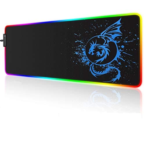 Image of Foulrog RGB Gaming Mouse Pad, Large Extended Glowing Led Mousepad with 15 Lighting Modes and USB,Smooth Surface Waterproof Gamer Mouse Mat for Gaming, Macbook, PC, Laptop, Desk 31.5 X 12 Inch (Blue)