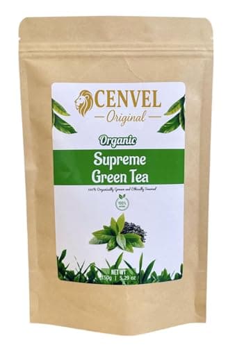 Image of CENVEL® Organic Supreme Loose Green Tea Leaves | 100% Pure & Natural Tea | Single Origin | Premium Large-Leaf | Rich in Antioxidants | (150g, Organic Green Tea)