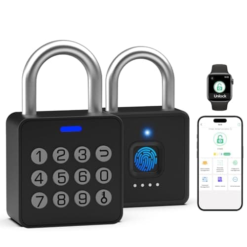 Image of Eseesmart Smart Lock with Code-Combination Fingerprint Padlock, Biometric Keyless Combo Lock with Bluetooth APP, Waterproof for Storage Unit Outdoor Fence Gate Shed Gym School Locker