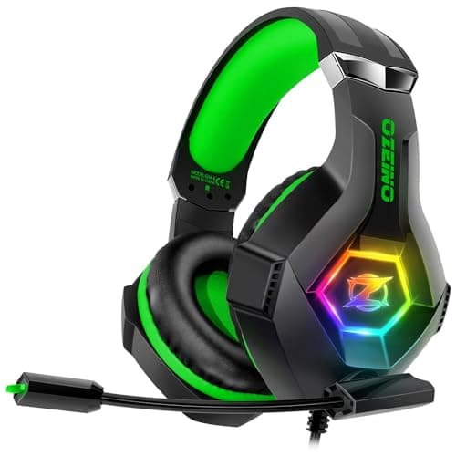 Image of Ozeino Gaming Headset with Microphone for PS5/PS4/Xbox One/PC/Switch, Gaming Headphones with 3D Surround Sound & Noise Cancellation Green