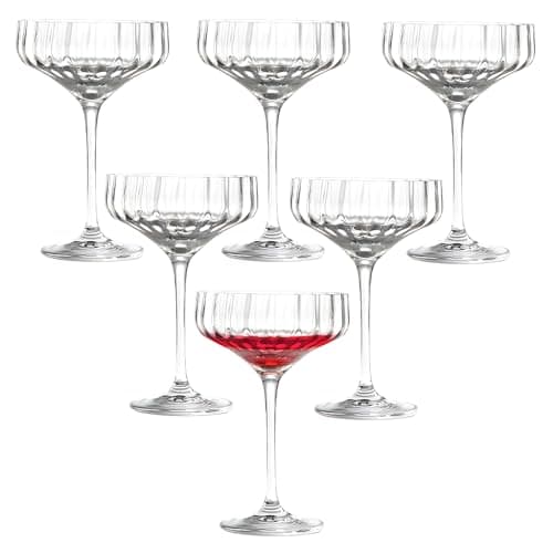 Image of SICANAUO Crystal Cocktail Glass, 13 Oz Martini Glasses Set of 6, Unique Drinking Glasses, Premium Margarita, Champagne, Wine Vintage Glassware for Wine Cocktails Bar Parties and Gift Dessert