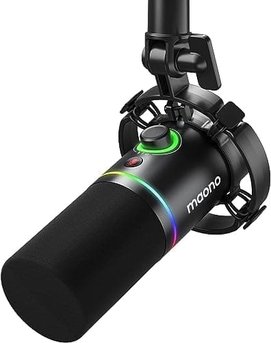 Image of MAONO XLR/USB Dynamic Microphone, RGB Podcast Mic with Software for Streaming, Gaming, Recording, Voice-Over, Metal Microphone with Mute, Headphone Jack, Gain Knob & Volume Control-PD200X (Black)