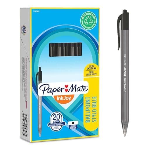 Image of Paper Mate InkJoy 100RT Retractable Ballpoint Pens | Medium Point (1.0mm) | Black | 20 Count